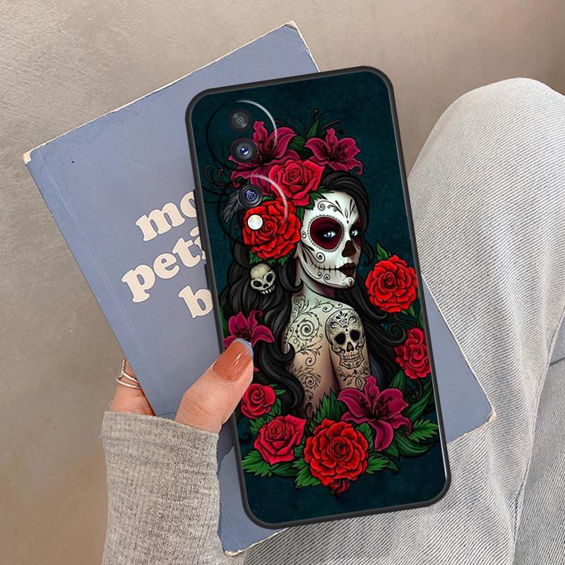 

Mexican Skull Girl Tattooed Art Case For Honor Magic 8 5 6 7 Pro Cover For Honor 400 200 Lite 50 70 90 X8a X8b X9a X9b X9c Honor 400 Pro