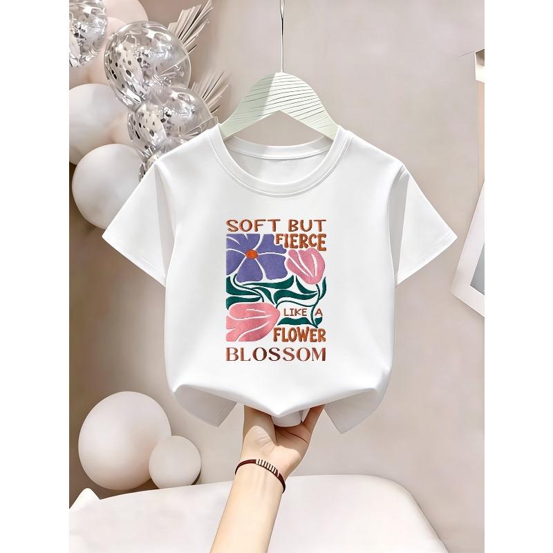 European sizes Girl's Round Neck T-Shirt, Short Sleeve, Summer Casual Comfortable Sporty Fashion for Teen Girls' Daily Wear