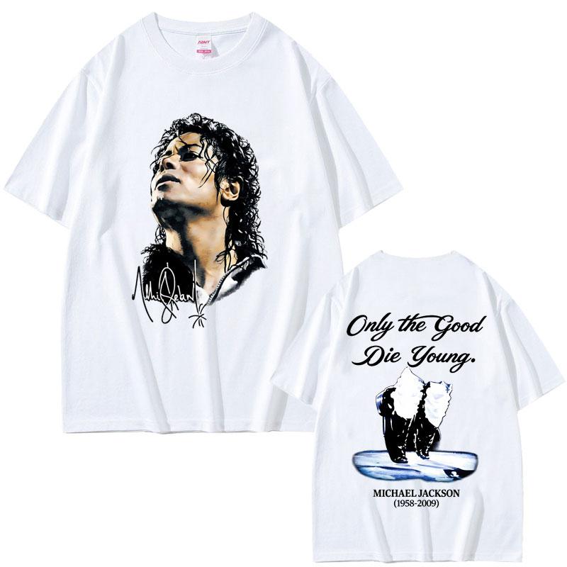 Michael Jackson Re del Pop T-shirt Unisex Donna Vintage Gotico Rock T-shirt Unisex Punk Oversize Manica Corta T-shirt Streetwear