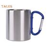 Stainless Steel Cup 220ml Double-layered Cup for Camping Traveling Handle Carabiner Backpacking Hiking Portable Cups Outdoor Tea Coffee Mug