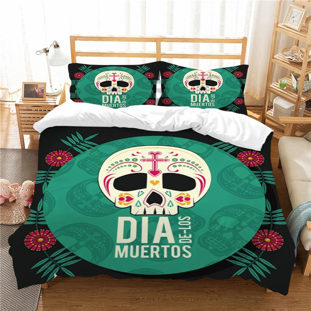 Heimtextilien Totenkopf Druck Bettbezug Totenkopf Muster Bettwäsche Set Cover Design Kissenbezug Highend Mann Bett Set Einzelgröße Bettwäsche