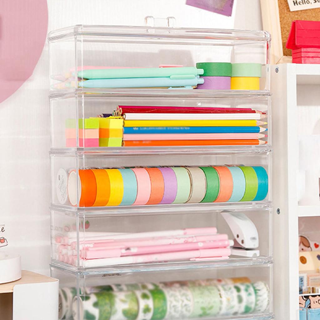 Tea Bag Clear Storage Box Stackable Cosmetic Case Desktop Makeup Stationery Organizer for Bathroom Kitchen Home Organization