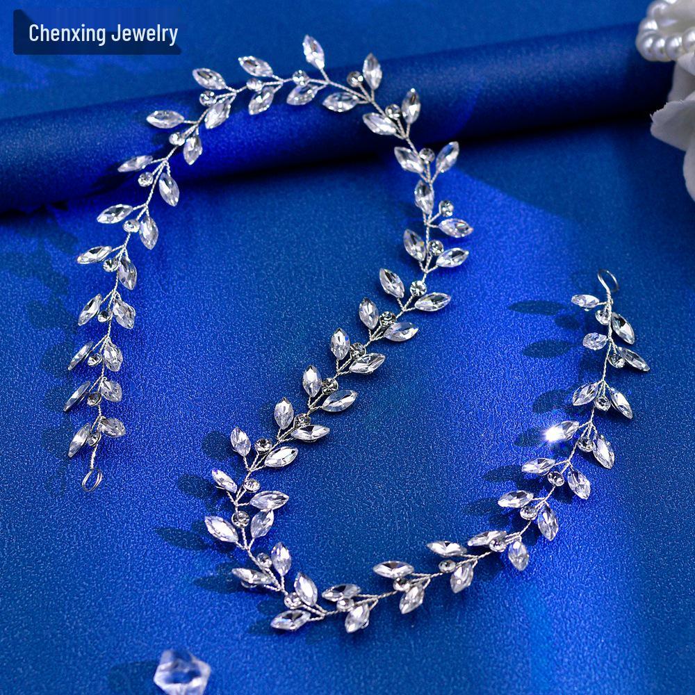 

Chenxing Плетеная повязка на голову ручной работы со стразами для невесты или подружки невесты, гибкий и универсальный аксессуар для волос (CP394)