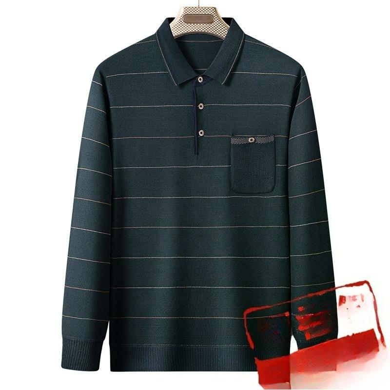 Papa Langarm-T-Shirt Herren Frühling Locker Oberteil Revers Polo Unterhemd
