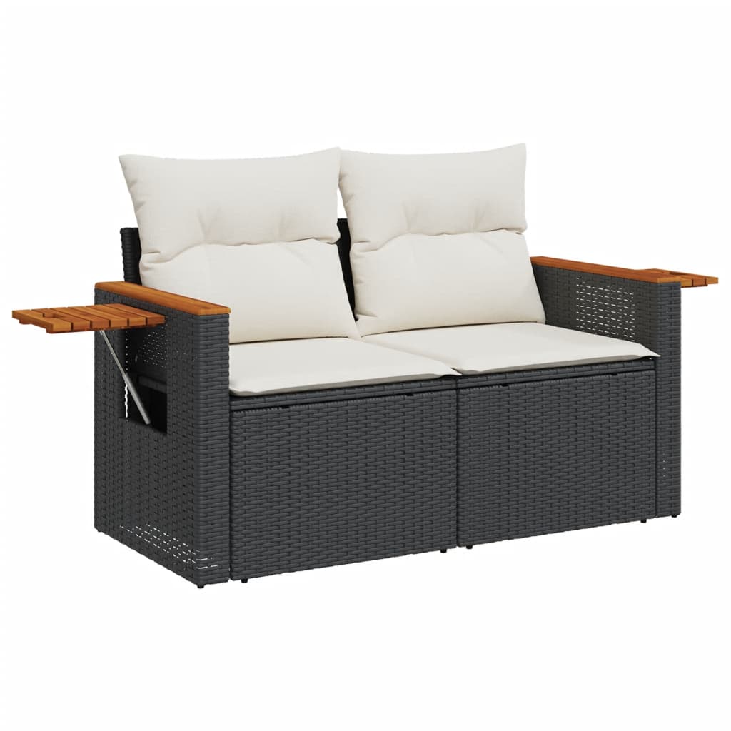 Vidaxl 10-Cz. Garden Lounge Set, Cushions Black Rattan Pe