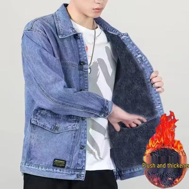 Men's Trendy 2021 Slim Fit Denim Jacket with Fleece Lining