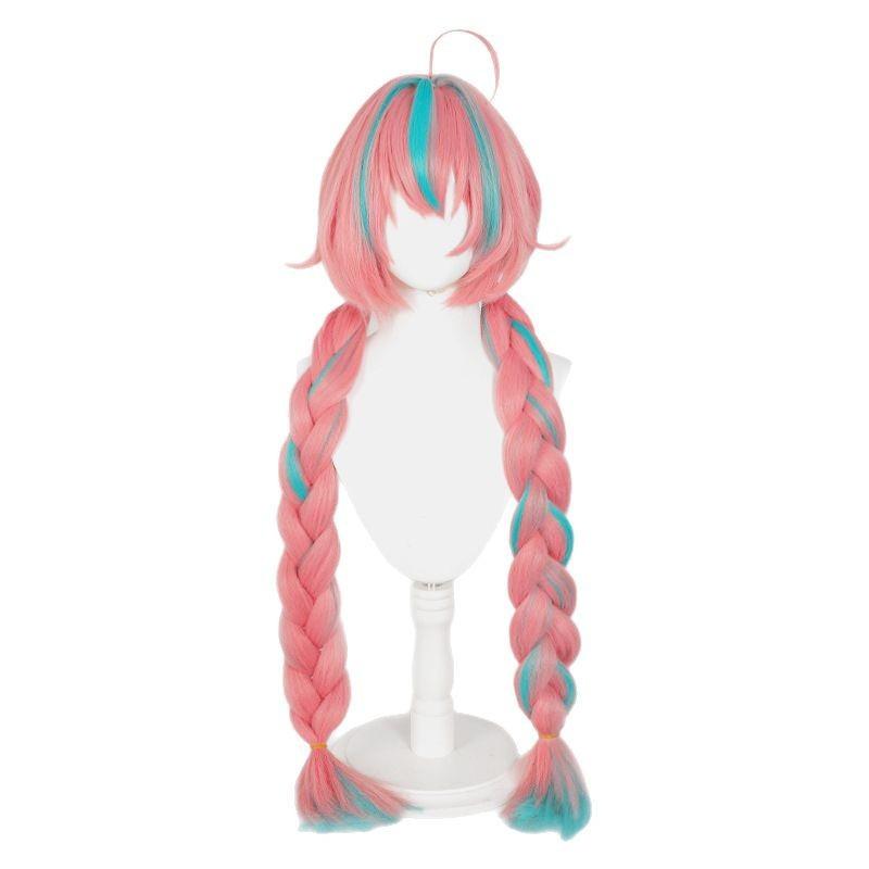 

Высококачественный парик для косплея Varesa длиной 100 см, предварительно заплетенный, розовый, зеленый, смешанный, термостойкий, синтетический, парики для косплея в стиле аниме + шапочка для парика One Size