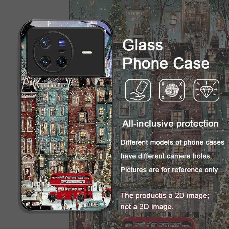 

Christmas Winter Snow Street Scenery Tempered Glass Phone Case for OPPO Reno 13 F 12 11 10 Pro Plus Find X8 X5 X3 PRO Lite Cover Oppo A60 4G