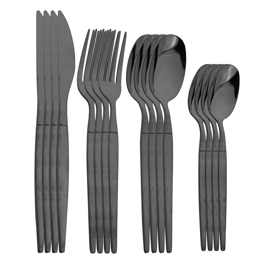 16Pcs Cutlery Set Dinner Knife Fork Spoon Flatware Set Kitchen Gold Dinnerware Stainless Steel Tableware Silverware Set Gift