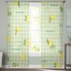 Karierte Buchstaben, Zitronenblätter, transparente Vorhänge für Wohnzimmer, Schlafzimmer, Kinderzimmer, Tüll-Fenstervorhänge