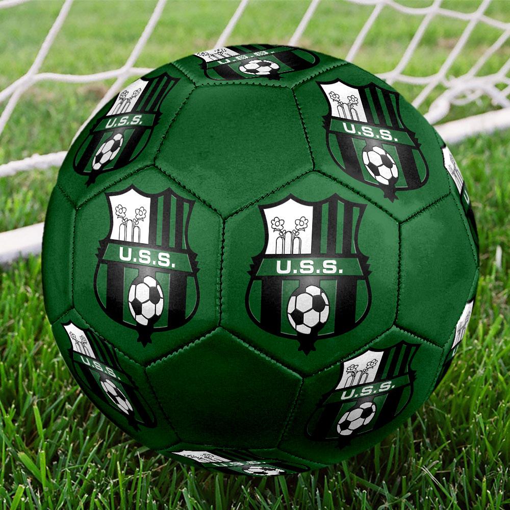 Sassuolo FC Size 5 Soccer Ball, Machine-Stitched PVC, Durable & High Bounce, All Ages Fit, Fan Merchandise, Matches & Outdoor Use.