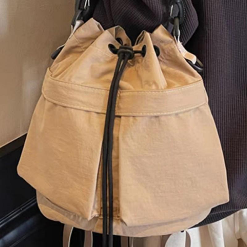 Canvas Bag Women's Niche Design One-shoulder Bucket Korean Style Ins Multi-function Backpack