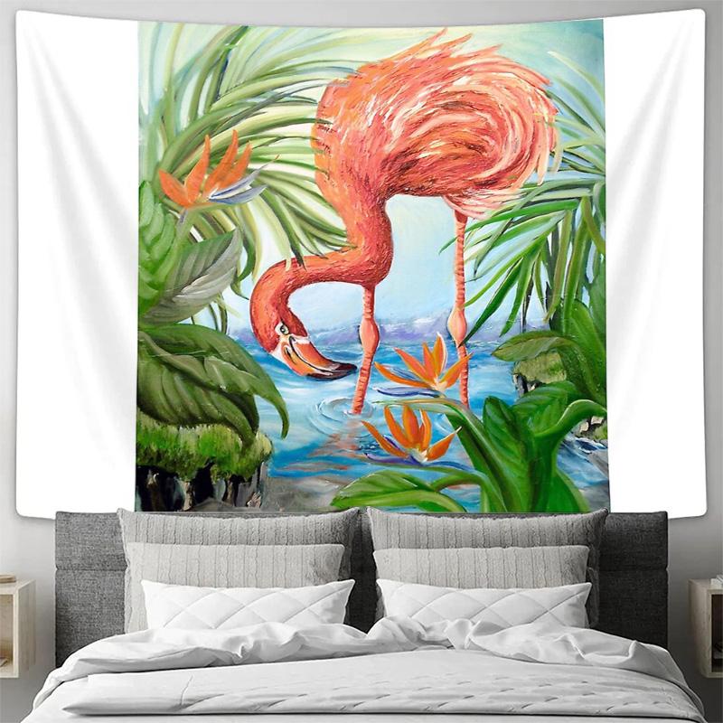 Flamingo Wall Tapestry Nature Ocean Beach Sunset Aesthetic Room Decor Backdrop Living Room Bedroom Home Decoration Wall Hanging