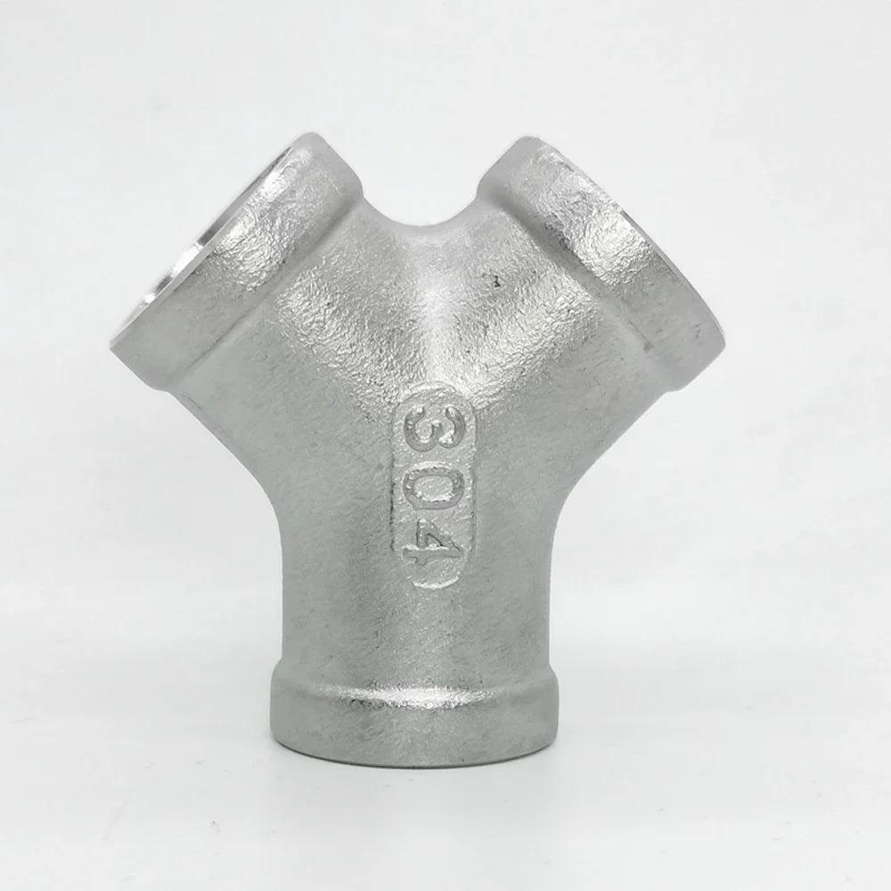 1/4" 3/8" 1/2" 3/4" 1" 1-1/4" 1-1/2" 2" BSP Female Y Shape 3 Ways Connector Coupler Splitter 304 Stainless Steel Pipe Fitting