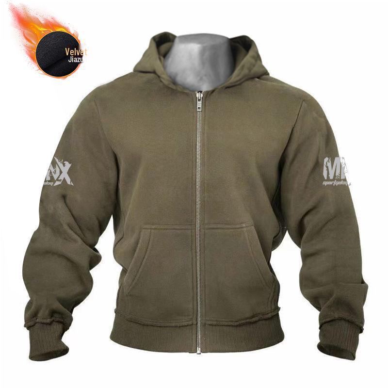 Herren Dickes Samt Kapuzensweatshirt für Sport - Warme, locker sitzende, langärmelige Jacke für Frühling, Herbst & Winter.