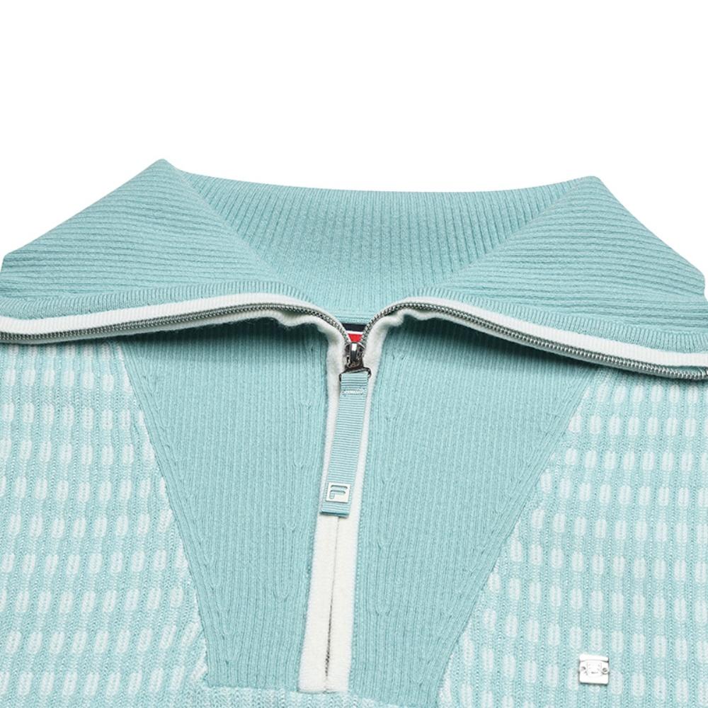 Fila White Fashion Comfortable Simple Personality Casual Versatile Warm Knit Sweater Women Sweater Light-Blue F11W543406FLB