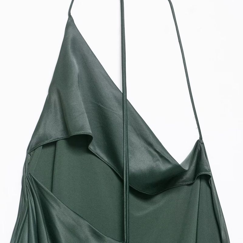 Kaslead New Women clothes Western Style Fashion Asymmetric Silk Satin Texture Dress 8073126