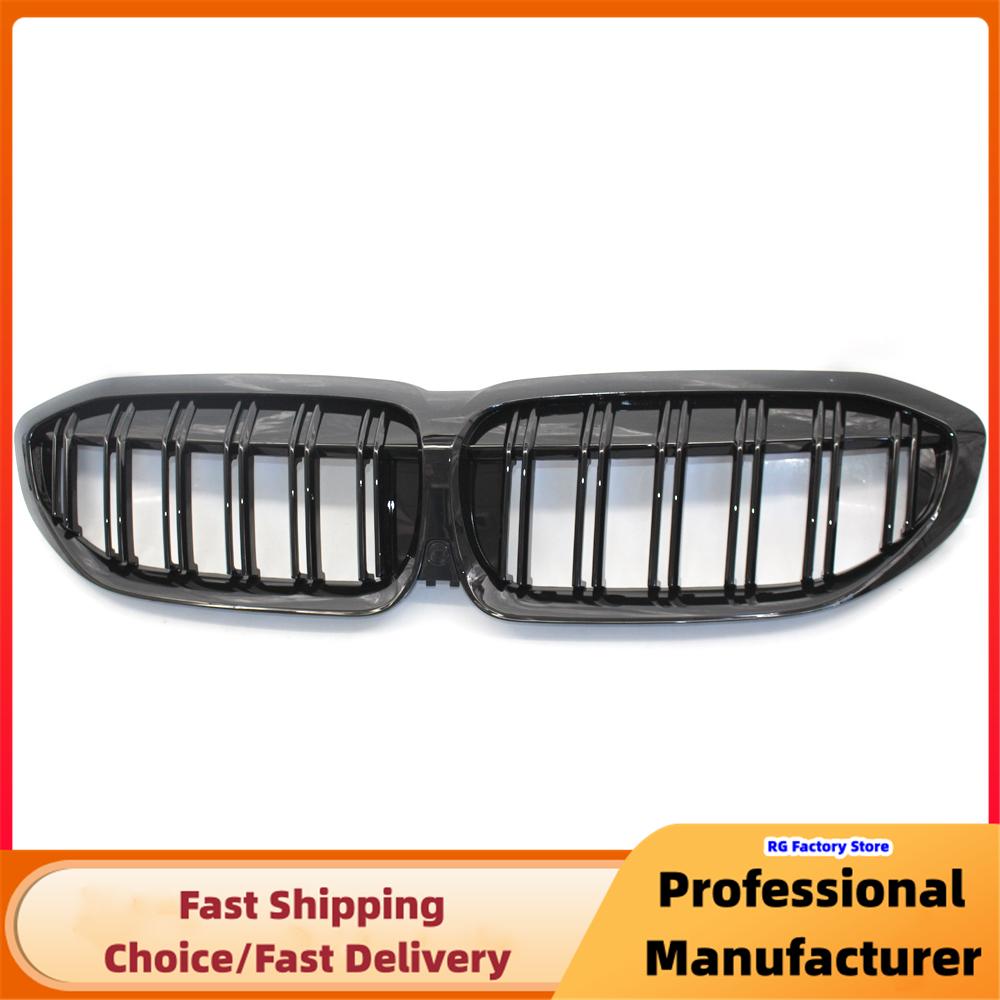 Car Front Bumper Kidney Racing Grille For BMW G20 G21 3-Series 330i 2019 -2025 Double Slat Sport Grill Cover