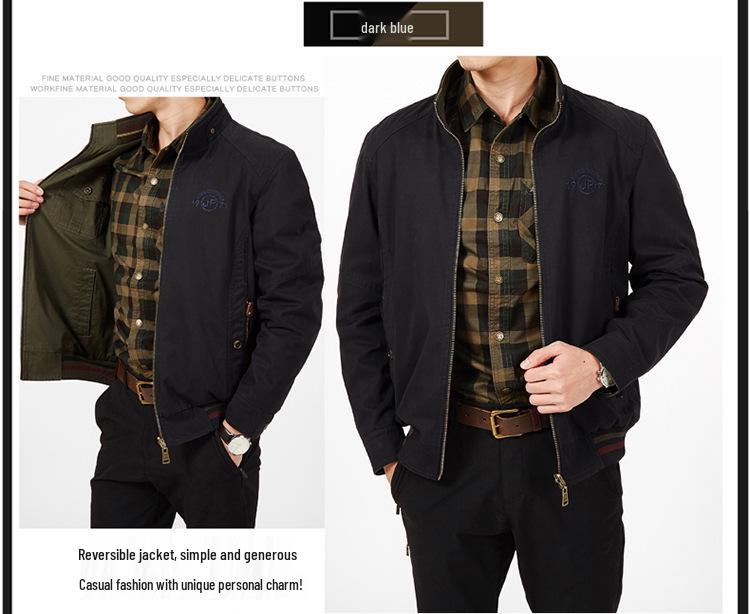 8571 Chaqueta Casual Reversible de Doble Cara para Hombre, 95% Algodón, Marca Top.