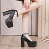 Fashion Sexy Thick-soled Single Shoes Women's 11CM High Heels Ankle Buckle Black Spring Autumn Women's Platform Heels Pumps for Women