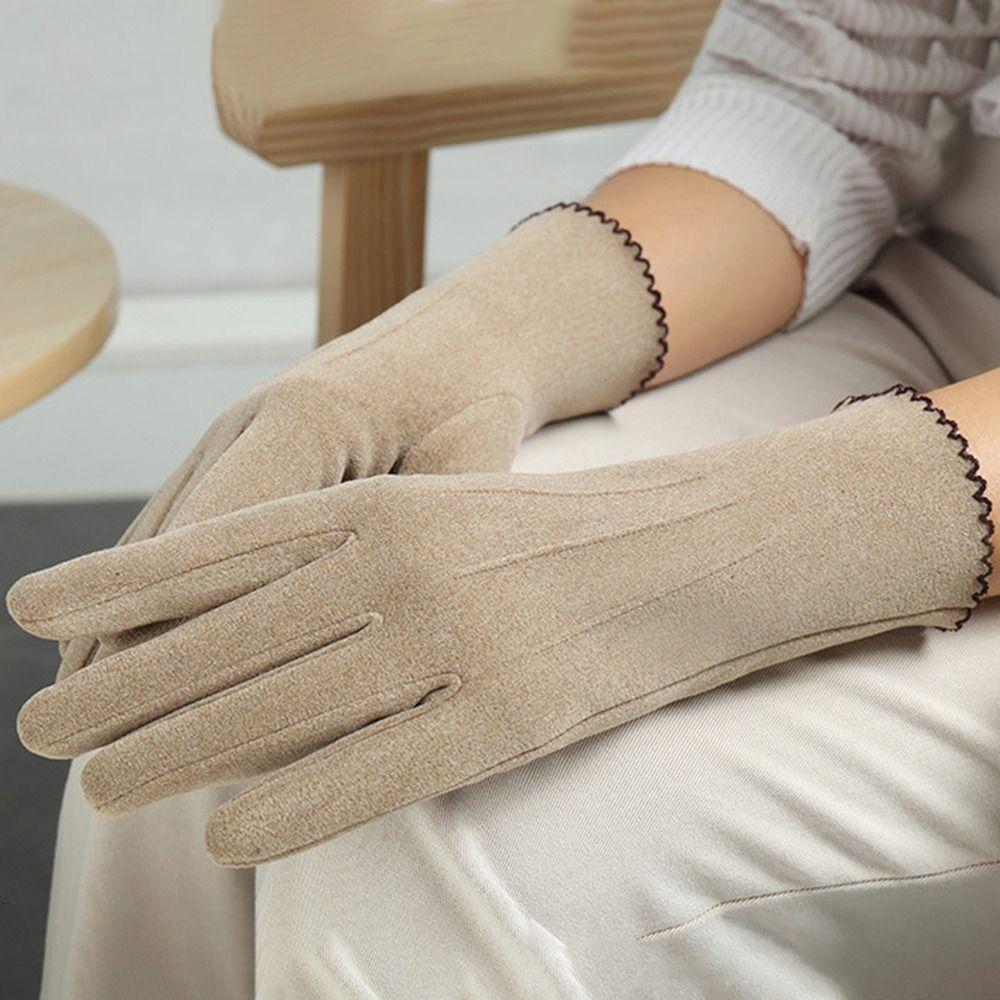 Thickened Warm Furry Gloves Thin Velvet Mittens Cashmere Gloves for Outdoor Cycling Driving