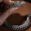 Chic Dragons Motifs Copper Bangle Stylish Antique Silver Dragons Bracelet Adornment for Fashion Forward Individuals