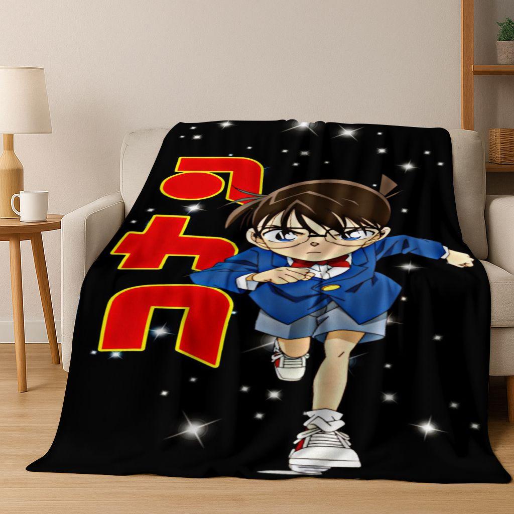 Retro Anime Detective Conan Cartoon Flannel Blanket,Warm and Cozy Soft Throw Blanket for Home Bedroom Bed Sofa Picnic Cover Kids