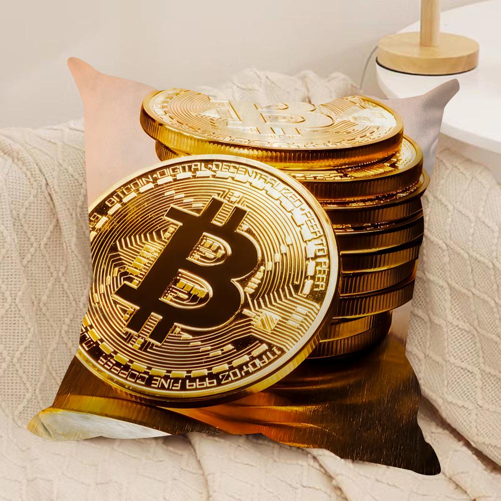 Cool Bitcoin Fashion Luxury Cushion Cover Silky Short Plush Invisible Zipper Dustproof Sofa Pillow Case For Home Decor