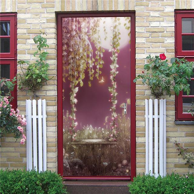 

Обои с подводным миром, 3D наклейка на дверь, самоклеящаяся ПВХ, постер с рыбой и дельфином для детей, для девочек, для комнаты, для украшения домашней двери, фрески 90x200cm