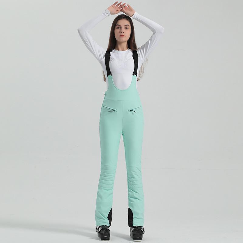2024 Gsou Snow Winter Ski Pant Women Snowboard Strap Trouser High Waist Elastic Windproof Waterproof Thicken Thermal for Outdoor
