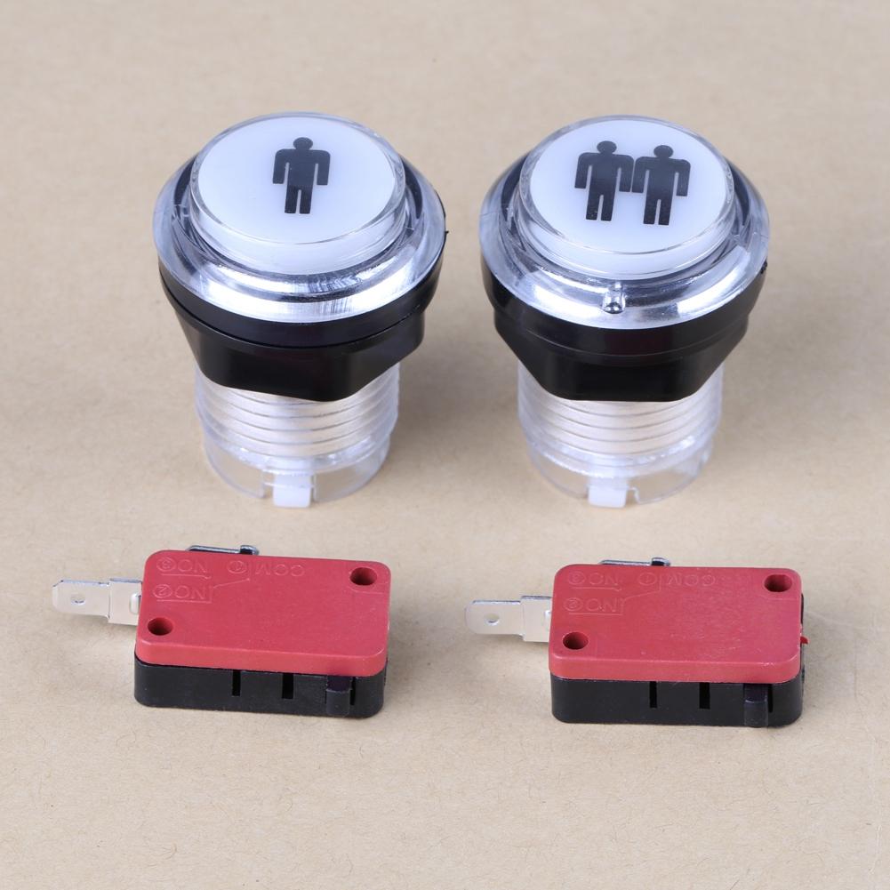 2Pcs LED Illuminated 1P & 2P Start Player Buttons DIY Kit For Arcade Game