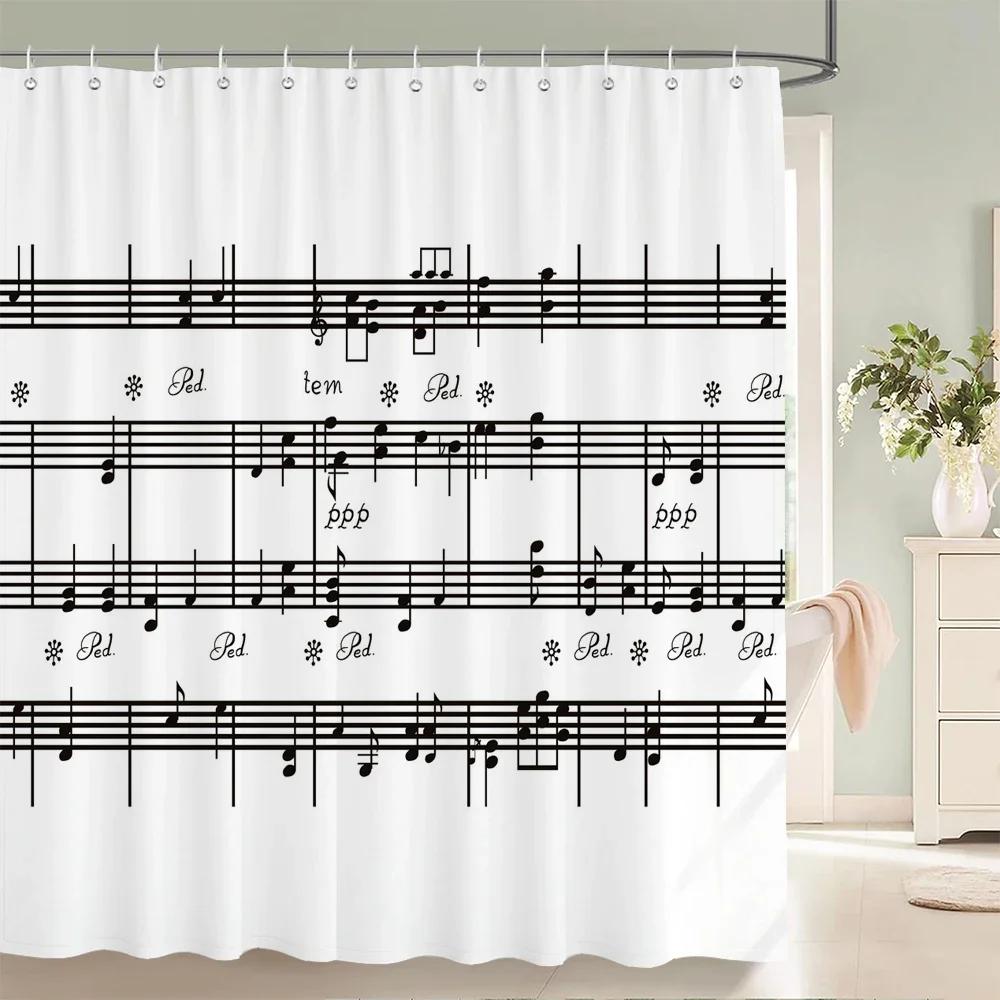 Butterfly Music style Shower Curtain Fantasy Art Musical Note Waterproof Fabric Bathroom Curtain Room Decor Curtains With Hooks