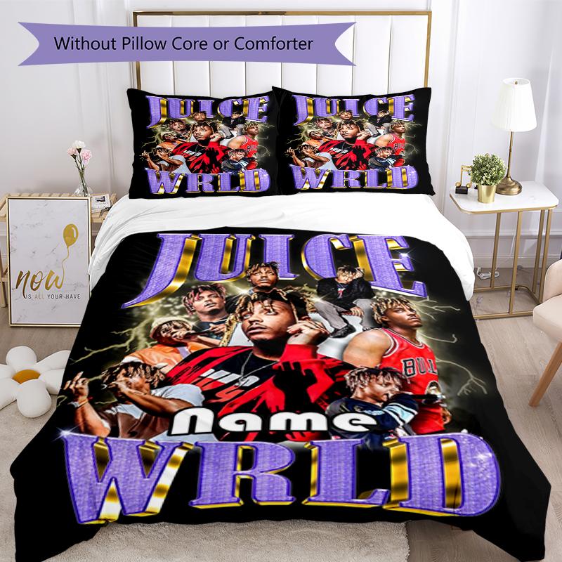 3pcs Custom Name Juice WRLD Bedding Set Duvet Cover Closure Includes 1 Duvet Cover & 2 Pillowcases, Soft and Comfortable for All Seasons.