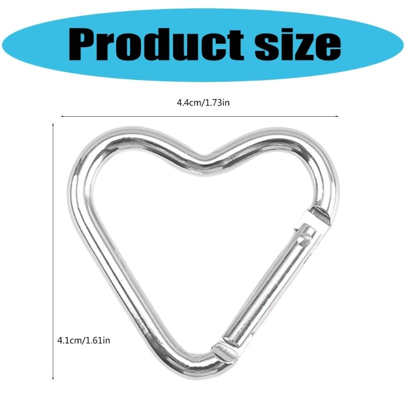 Pack of 10 Heart Shaped Metal Carabiner Keychain Accessory Portable for Outdoor Climbing and Camping Keyring Hook