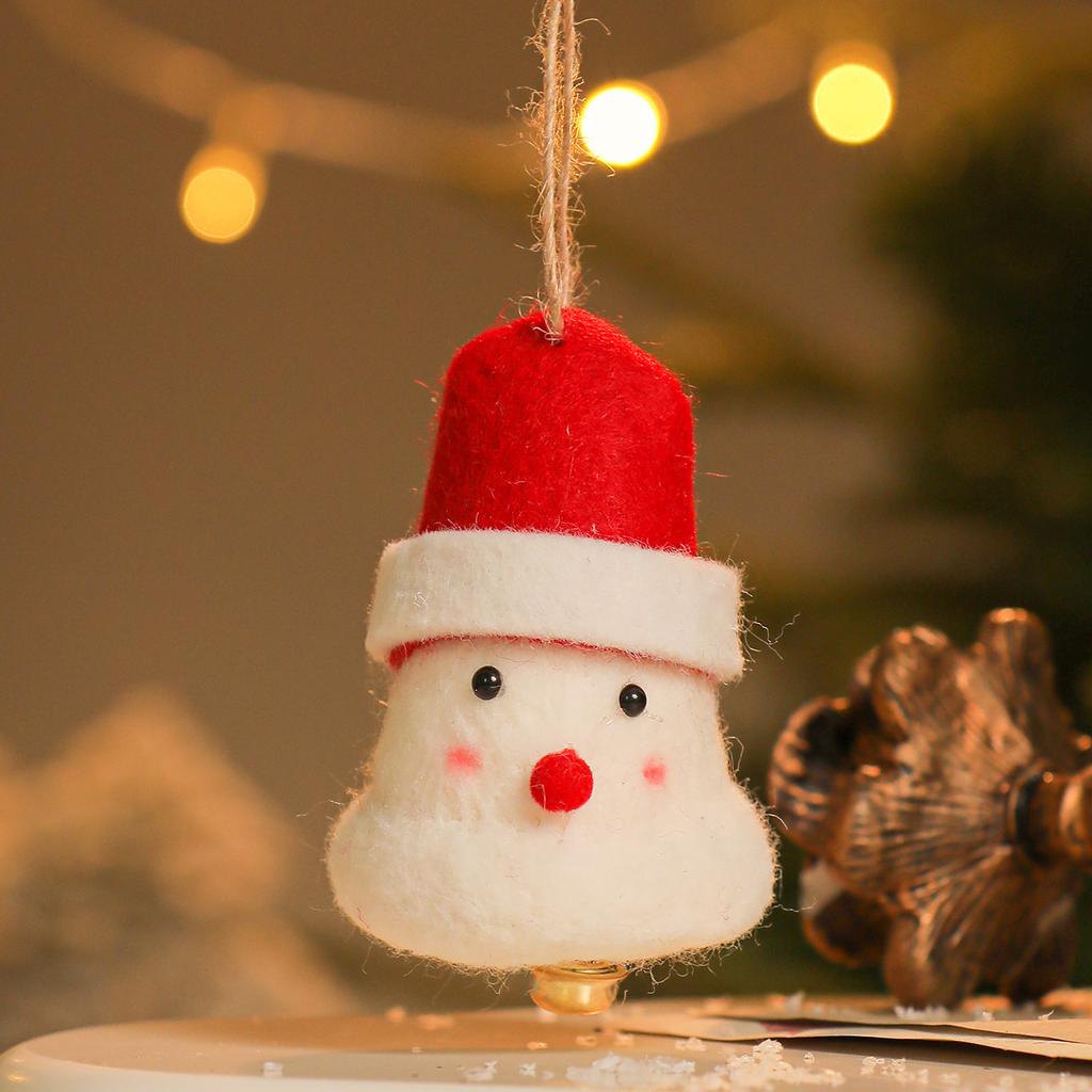 New Christmas Decoration Wool Felting Plush Christmas Bell Santa Claus Snowman Jingle Bell Christmas Tree Hanging Pendant