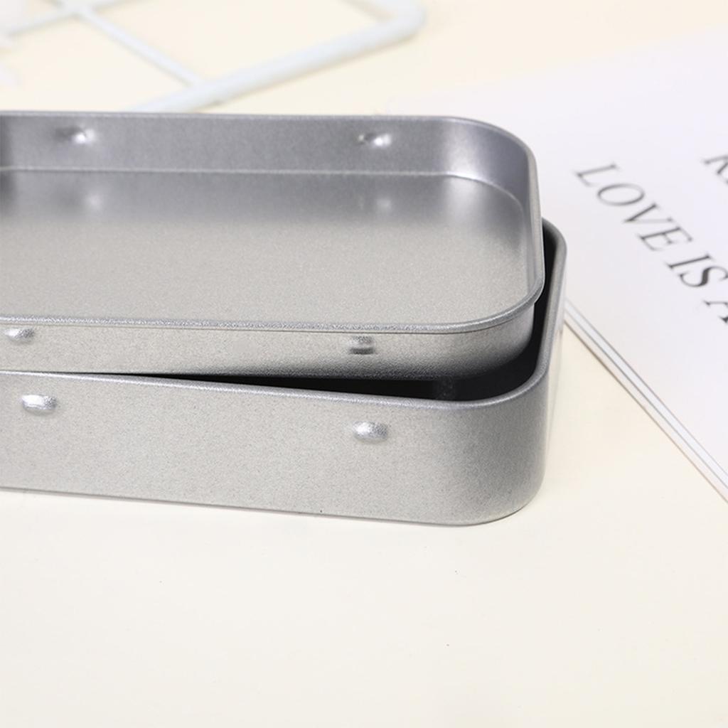 10PCS Metal Empty Hinged Tins Box Silvery Metal Hardware Iron Box with Lids for Keychains USB Flash Drive Small Items