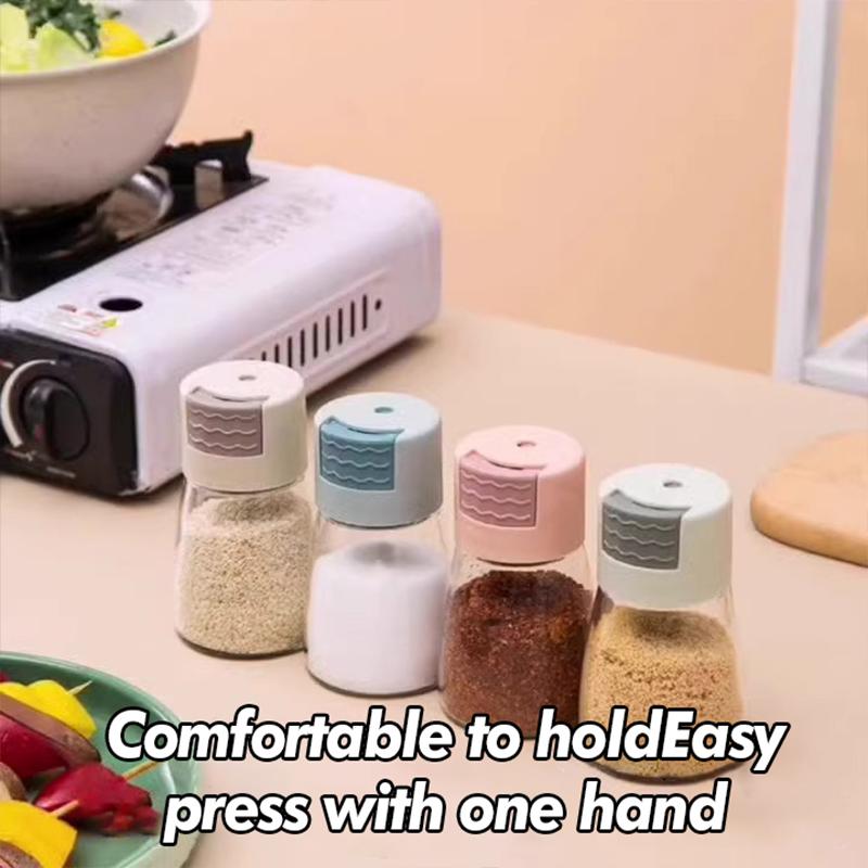 Kitchen Salt and Pepper Shakers Precise Quantitative Push Type Seasoning Shaker Press Type Salt Dispenser Spice Dispenser Sealed