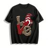 Love Gnome Print Top Retro Plaid Leopard Patchwork Casual T-Shirt Pure Cotton T-shirt