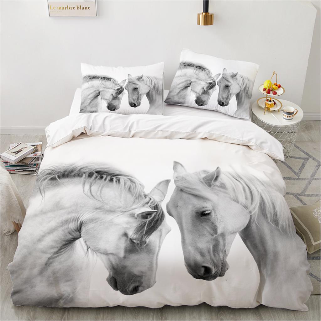 3D Animal Bedding Set - Giraffes Mountains Grassland Quilt Cover Twin/King Size, 2/3PCS Soft Polyester Bed Linen, Durable & Fade