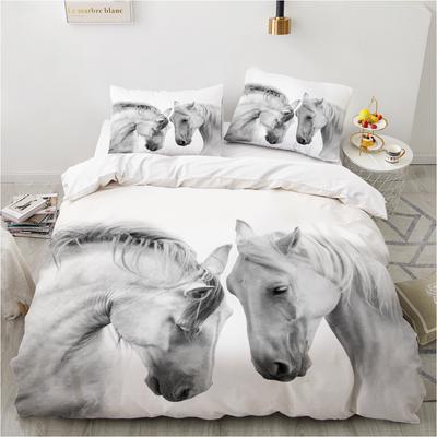 Horse Print Bed Set 3D Animal Duvet Cover set,Microfiber Bedding 140x200/200x200cm,Lightweight & Breathable for All Seasons