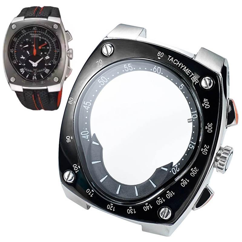 מארז נירוסטה לשעון לסדרת Seiko Sportura SNL017 SNA595 029P2/021P1 שינוי טבעת קלה שחורה עם מעטפת זכוכית