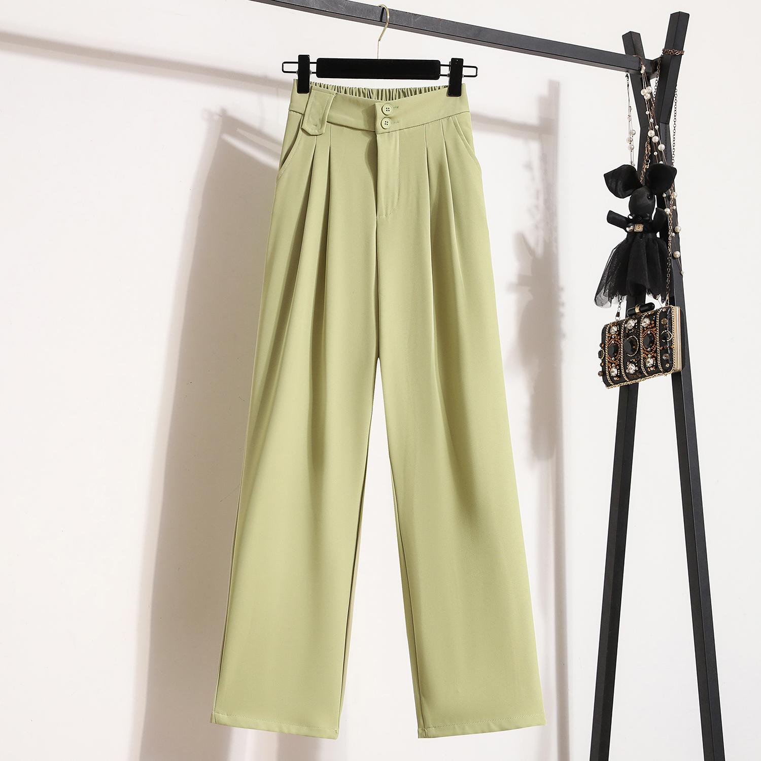 

DIMANAF Большой размер Летние длинные брюки Женские Эластичная талия Повседневные Свободные Зеленые Винтажные брюки Новые Однотонные Розовые брюки 4XL зелёный