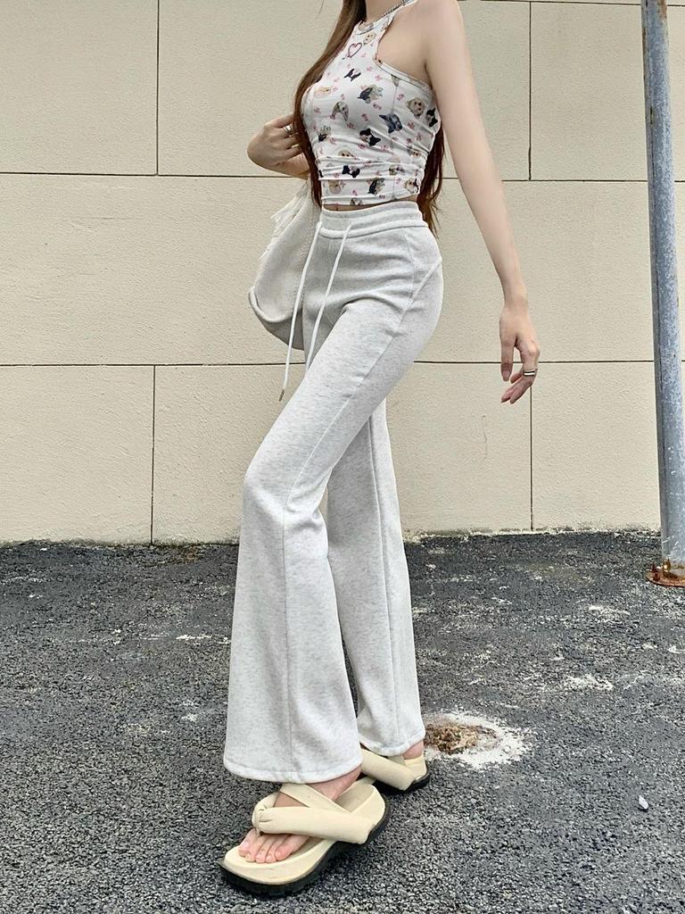 Hua Cotton Blend Micro-Flare High Waist Slimming Sweatpants for Women - 2025 Autumn Collection