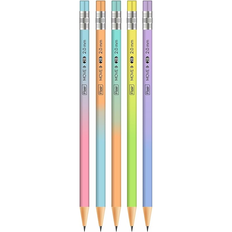

Flair Move 2.0Mm Mechanical Pencil Pack Of 20 | Extra Dark 2B Lead | Refillable Eco-Friendly Pencils With 2 Sharpeners 0 чёрный