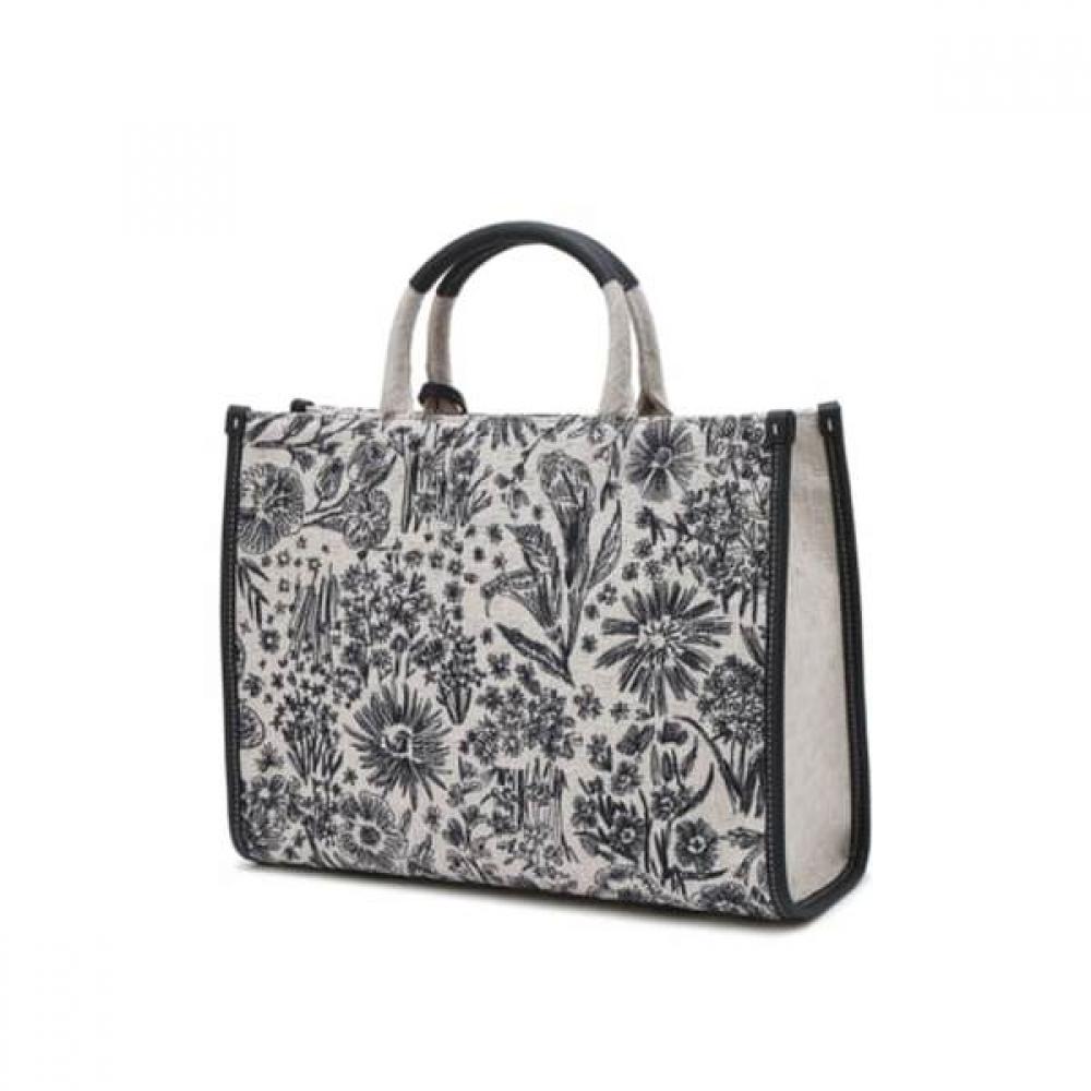 Daks Navy Flower Embroidery Jacquard Large Tote Bag Dcba6e655n2