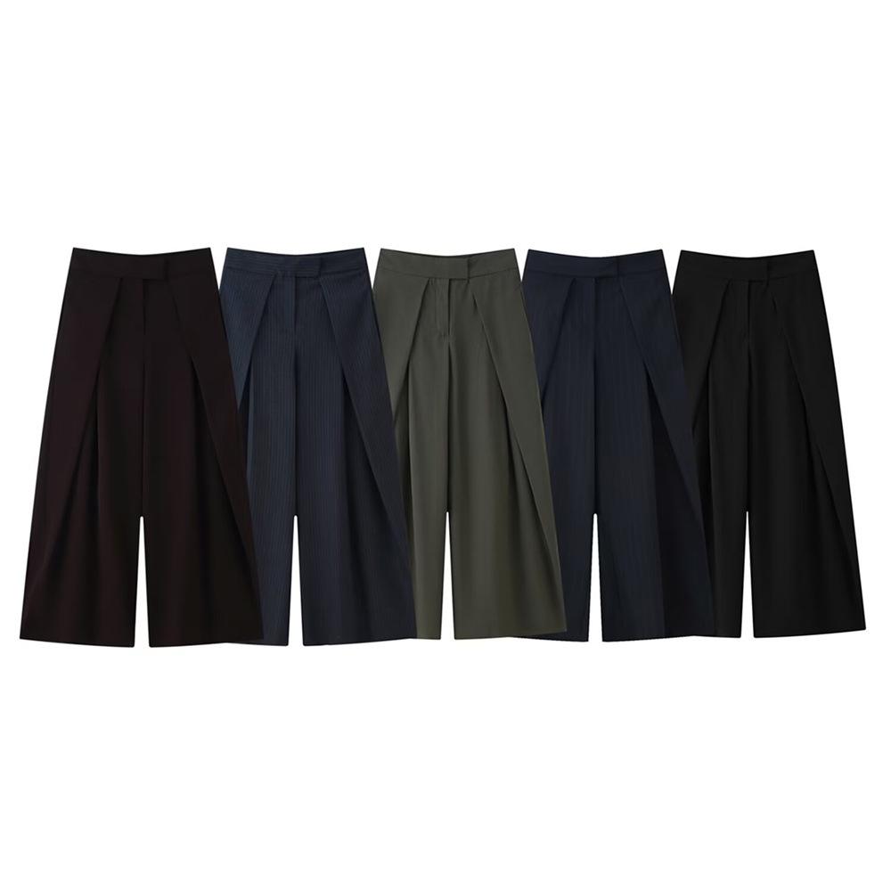 Women's Fashion Versatile Pleated High-Waisted Casual Trousers