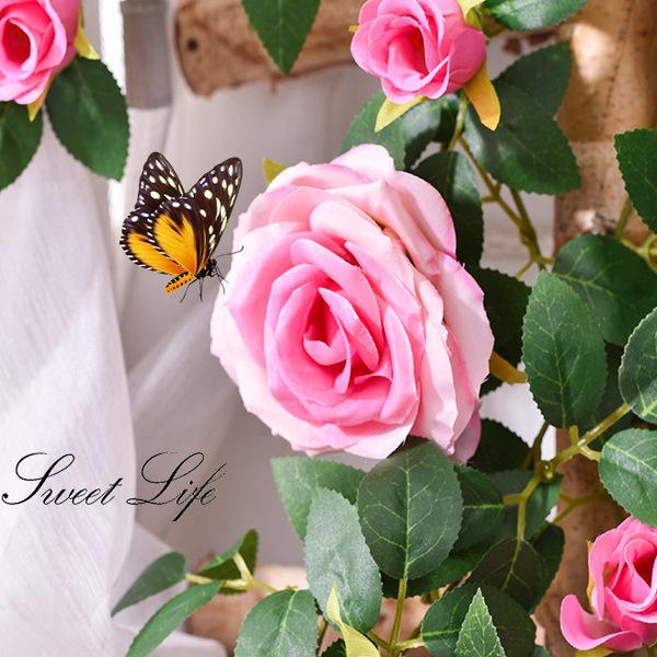 Artificial Rose Vine for Indoor Wall & Air Conditioning Pipe Decoration