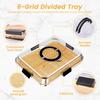 Bamboo Cheese Platter with Transparent Lid Biscuit Snacks Fruit Serving Tray Divided Charcuterie Board for Party Camping Picnic