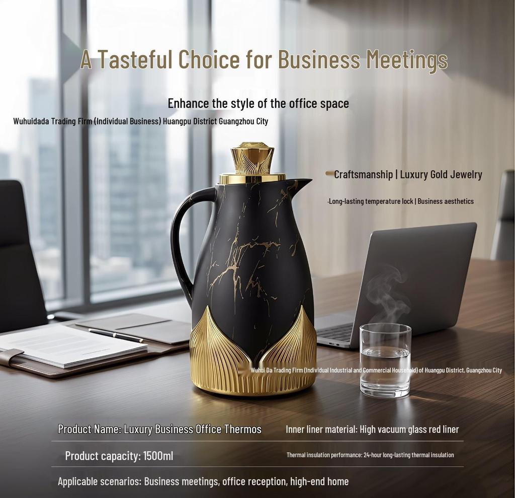 1.5L Insulated Glass Liner Thermos Flask - Household Hot Water Kettle