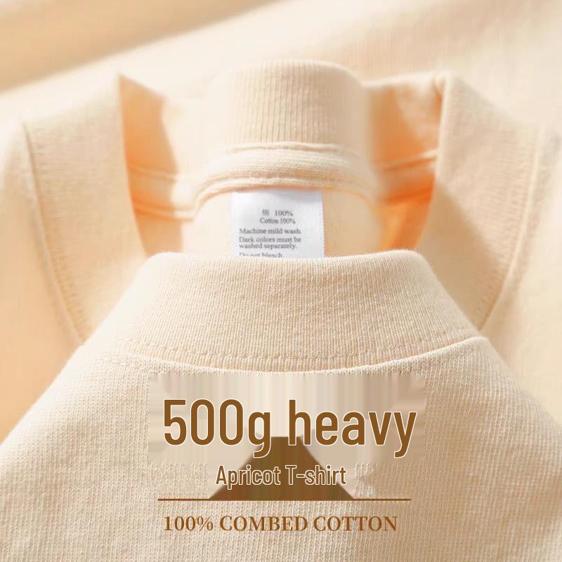 T-shirt Unisex Premium 500g Pesante Grigia 100% Cotone Spazzolato Double-Face a Manica Lunga.